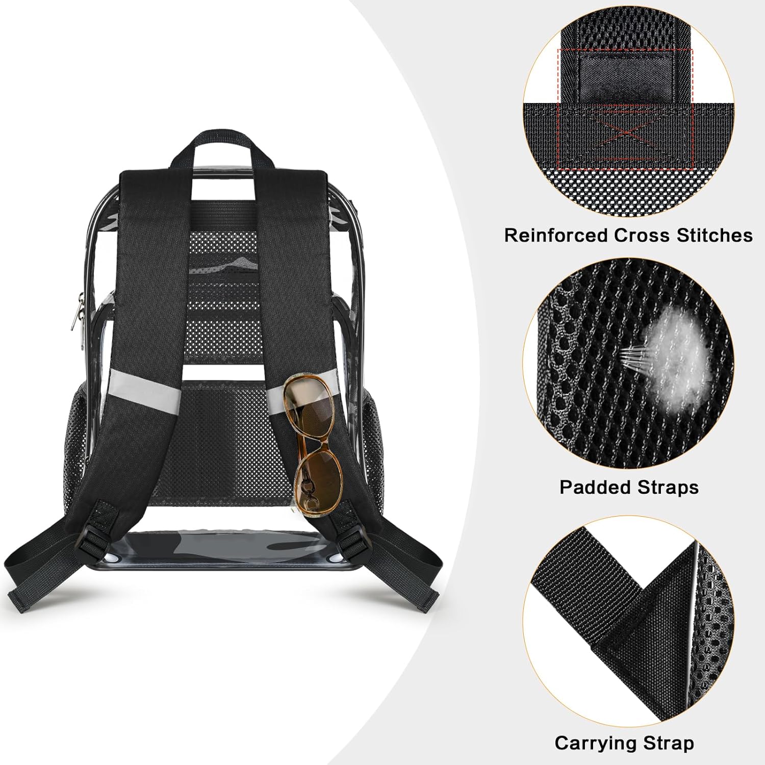 PAMANO Clear Backpack - Heavy Duty Transparent Design with Reinforced Bottom | Ideal for College & Travel