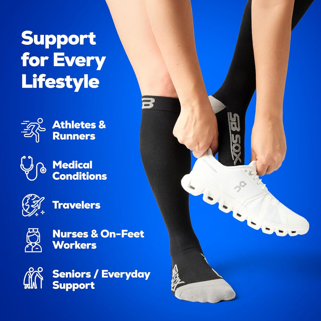 SB SOX Compression Socks - 20-30mmHg Support for Men & Women | Ideal for Travel, Sports, and Daily Use