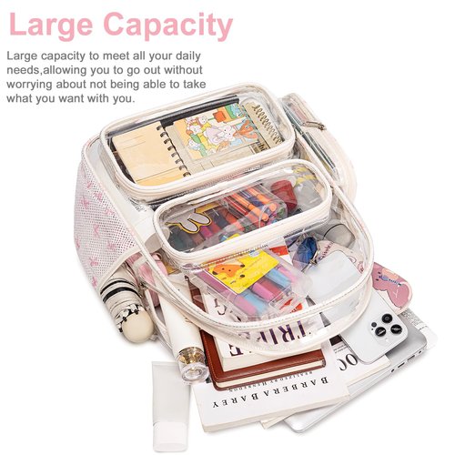 BTOOP Clear Backpack Heavy Duty Transparent Backpack 17" See Through Bookbag for College Work Festival Security with Padded Strap Large Capacity