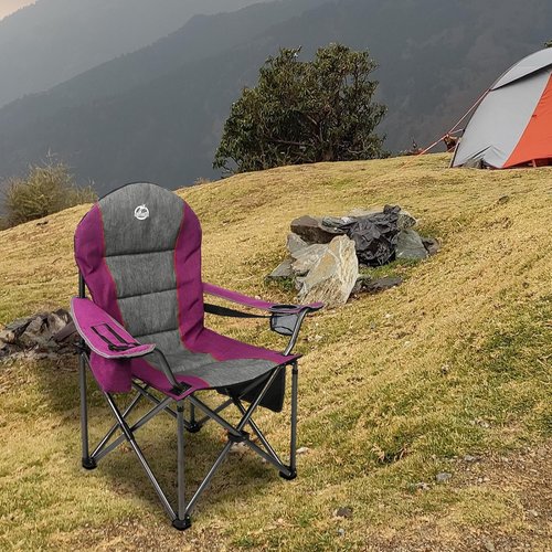 Northroad Oversized Camping Chair - Heavy Duty Folding Chair with Cup Holder & Cooler Bag | Supports 350 LBS (Purple)