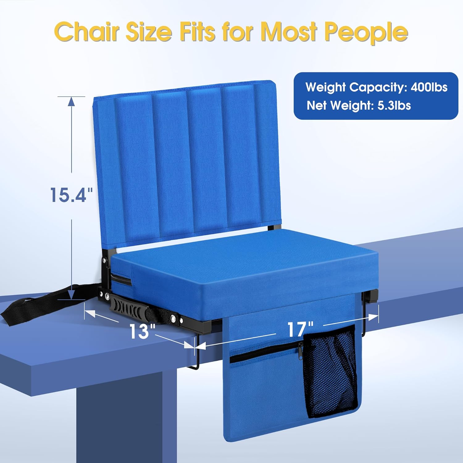 Skiennix Portable Stadium Seat - Comfy Padded Cushion with Back Support | Folding Chair with Cup Holder & Strap