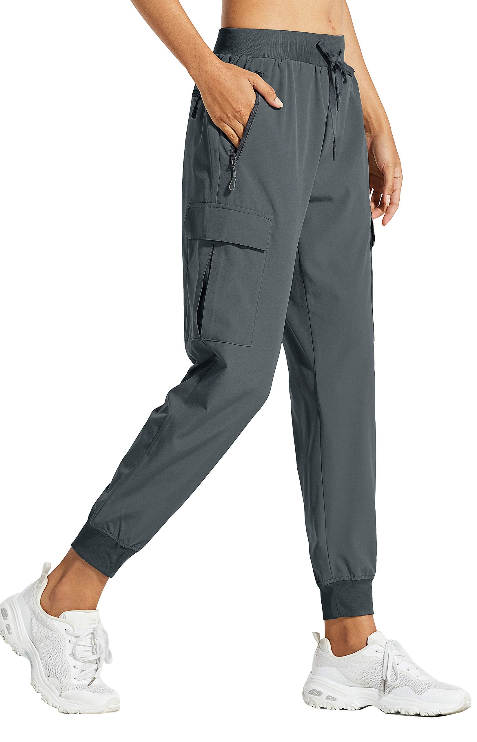 Libin Women's Cargo Joggers Lightweight Quick Dry Hiking Pants Athletic Lounge Casual Travel Petite, Steel Gray M