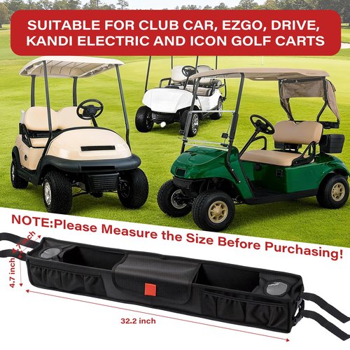 KyuerWK Golf Cart Storage Basket, No-Drilling Golf Cart Front Basket with Cooling Compartment & Adjustable Anti-Slip Buckle Strap, Fits Club Car, EZGO, Drive, Kandi Electric and ICON