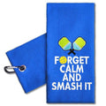 ERHACHAIJIA Forget Calm and Smash It Embroidered Sports Towel with Clip. Funny Gifts for Men, Women, Pickleball Lovers, Birthday, Retirement, Mother's Day
