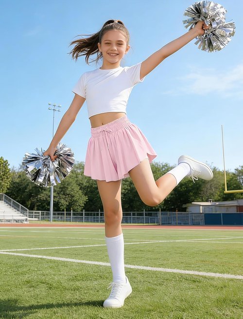 EXARUS Girls Butterfly Shorts - Flowy Athletic Dance Skorts for Teens | Preppy Outfit for Ages 6-14