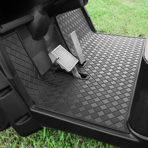 Cartalia Golf Cart Floor Liner Mat 8mm Thick Rubber Full Coverage Only Fit for 2007-2016 Yamaha Drive (Gen1), G29, YDR, Adventurer Carts Diamond Deluxe Non-Slip Front Feet Mat Replacement - Black Trim