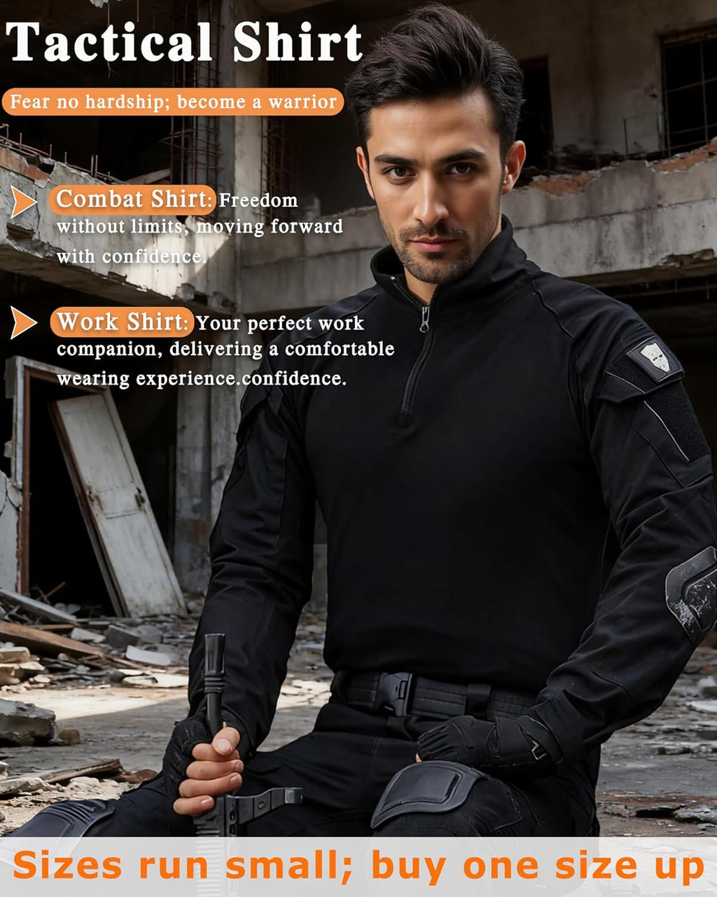 Skiennix Men's Tactical Combat Shirt - Lightweight Long Sleeve Military BDU Top | Zippered Design