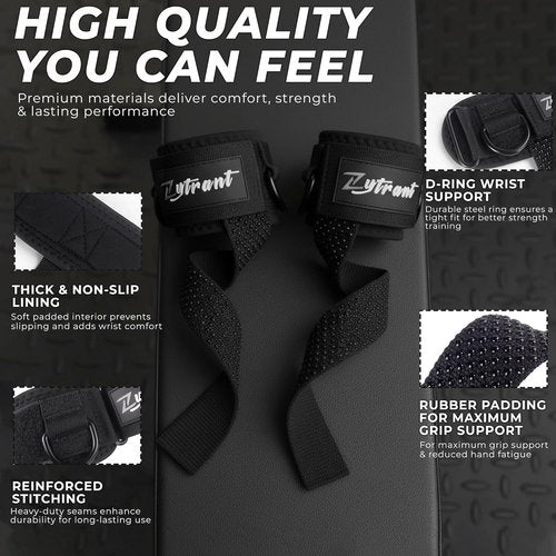 Heavy Duty Weight Lifting Straps by [Brand Name] - Comfortable Cuffed D-Ring Design for Secure Grip