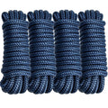 4 Pack 3/8" x 15' Double Braided Nylon Dock Lines – UV Guard, 4150 LBS, Eye Loop