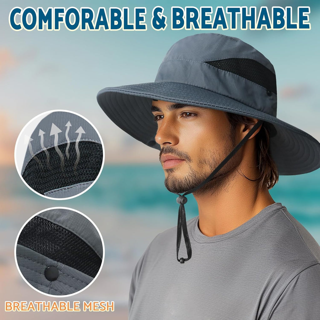 PFFY Sun Bucket Hat - 3” Wide Brim UPF 50+ Protection for Fishing & Beach Activities