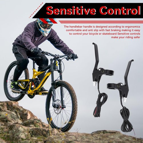 Frdhee Bicycle Brakes Lever, 2 Wires Left & Right E-Bike Bicycle Electric Brake Lever Replacement Parts Waterproof Electronic Brake Lever Set 1 Pair Ebike Brakes