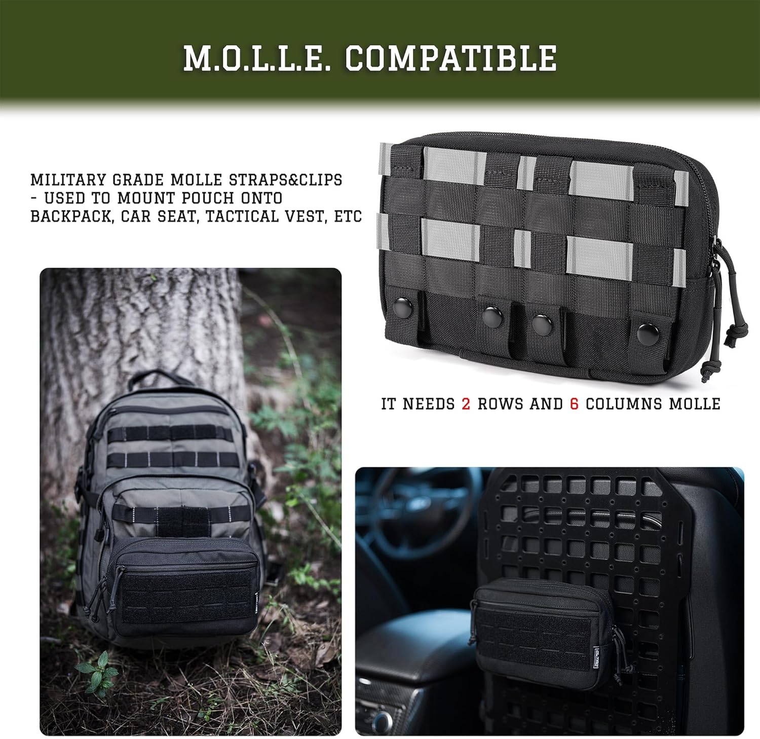 Skiennix Tactical Molle Admin Pouch - Utility EDC Tool Bag with US Flag Patch & D-Ring