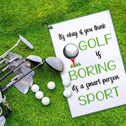 GEYGIE It's Okay If You Think Golf is Boring Microfiber Printed Towel, Funny Golf Towel Gifts for Men Women Dad Mom Aunt Sister Friend Golfer, Golf Bag Accessory Golfer Gifts for Men Women Husband