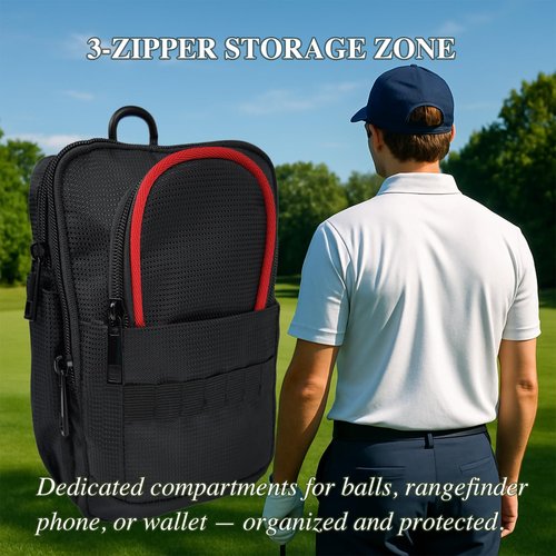 Golf Valuables Pouch for Men – Water-Resistant Organizer Bag with Clip, Golf Accessories Storage Case for Keys, Phone, Wallet