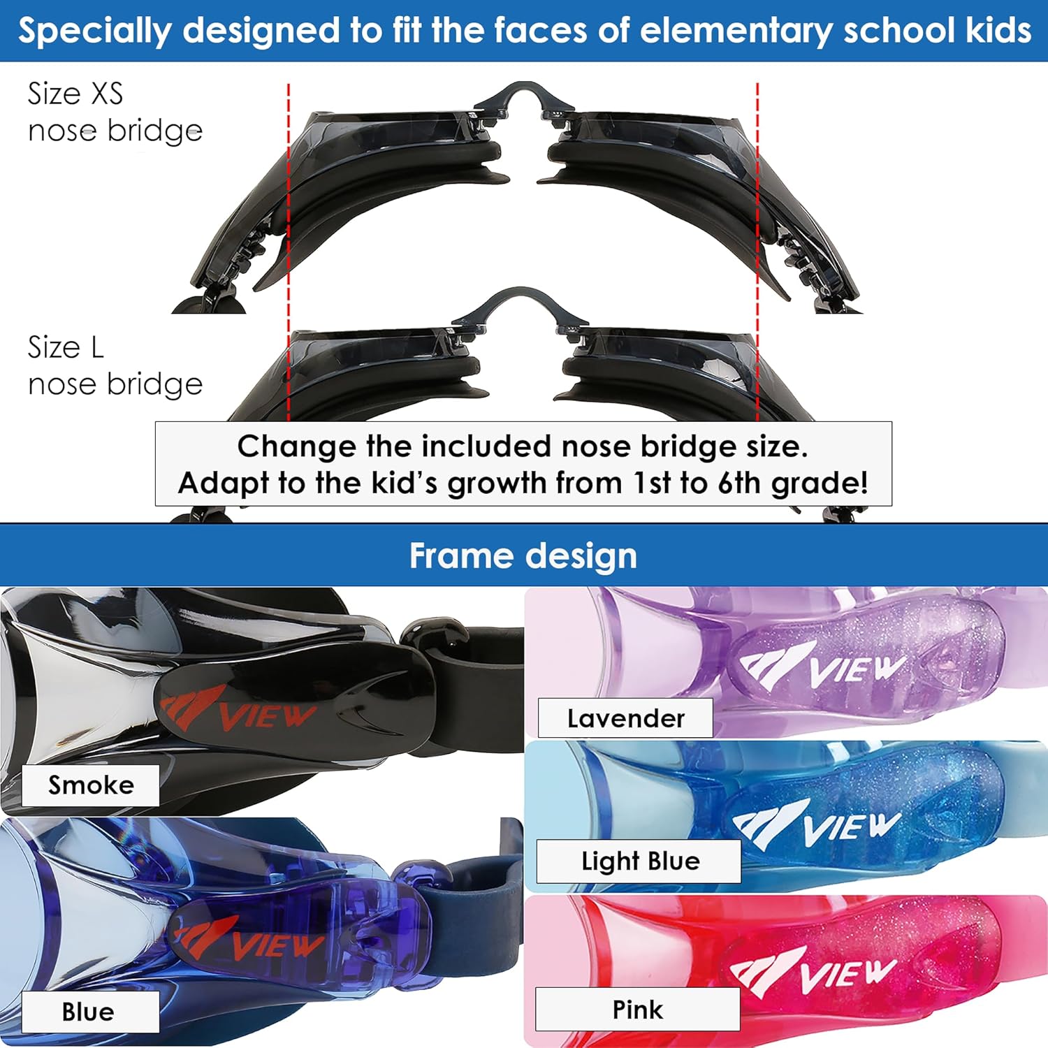 Zutto V-722JASA SWIPE Anti-Fog Junior Swim Goggles | Perfect for Ages 6-12
