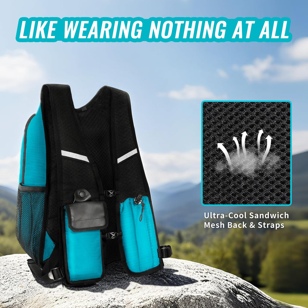 HOZMOZ 10L Small Hiking Backpack For Women Men, Lightweight Travel Packable Back Pack, Foldable Camping Hiking Daypack With Vest-style and Touchscreen Phone Pocket (Lake Green)