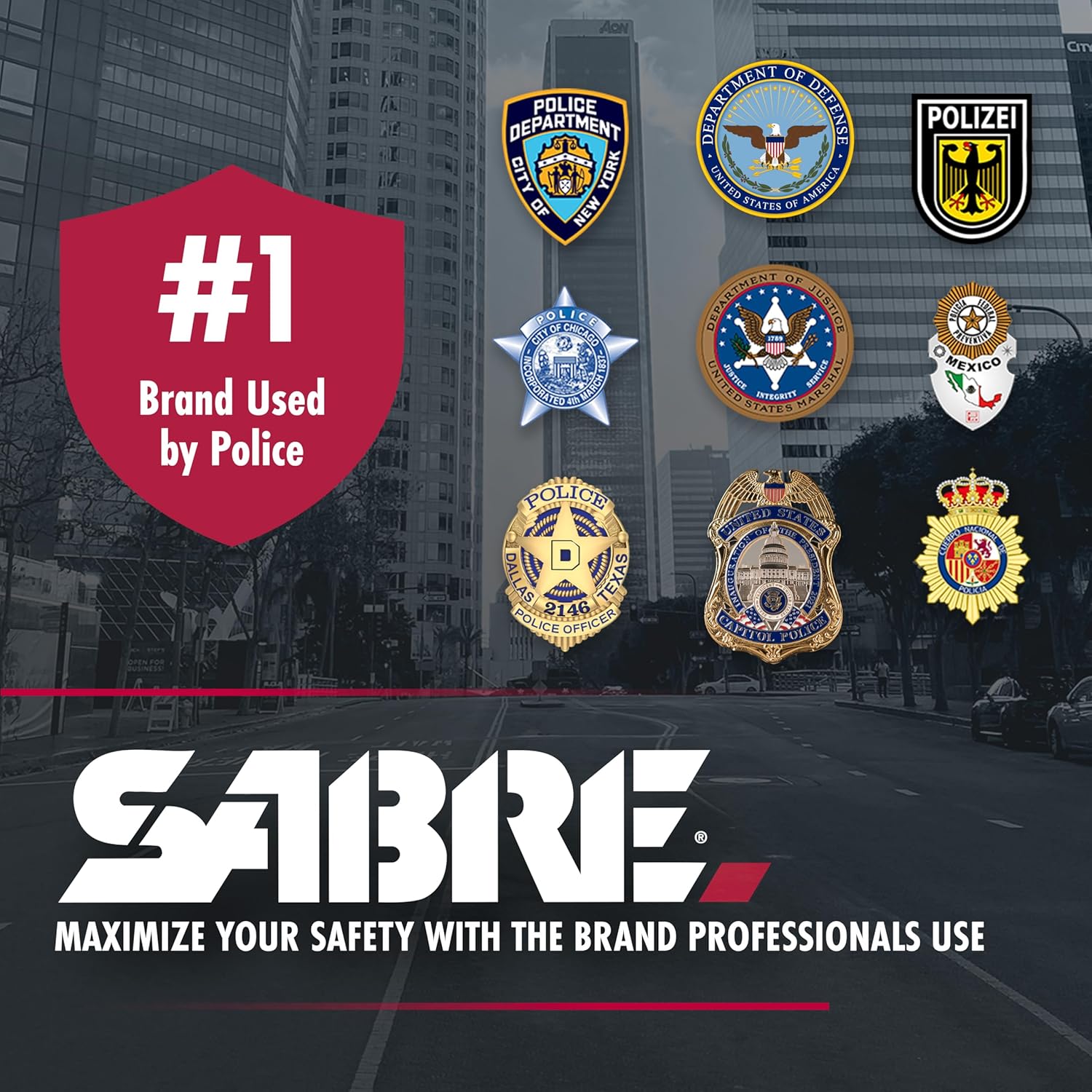 SABRE Runner Pepper Gel - Police Strength OC Spray with Adjustable Reflective Hand Strap | 0.67 fl oz, 13 Seconds Spray Time