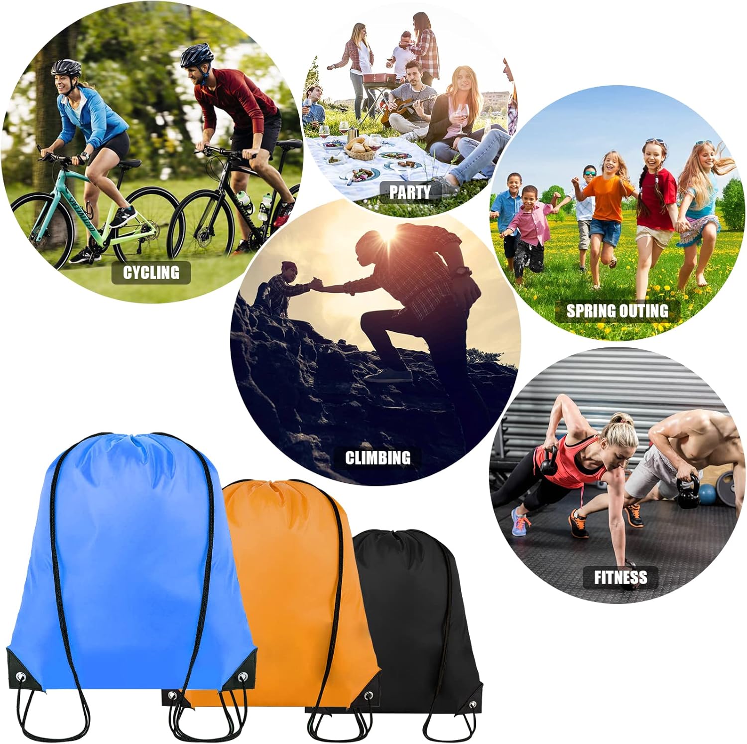 Skiennix Drawstring Backpack - 20 Pack Cinch Sackpacks for Gym, Parties, and Travel - 20 Colors Available