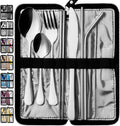 VANDBAO Portable Travel Utensils - Reusable Stainless Steel Flatware Set with Case | 9-Piece Silver Cutlery