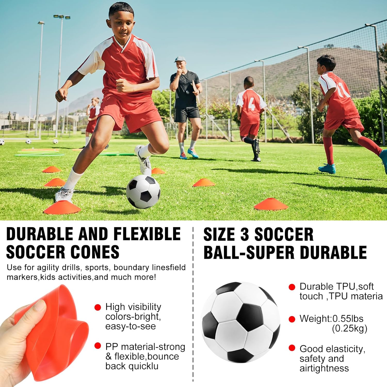 VAVOSPORT Soccer Goal Set - 2 Portable 6'x4' Kids Soccer Goals for Backyard Training & Outdoor Play