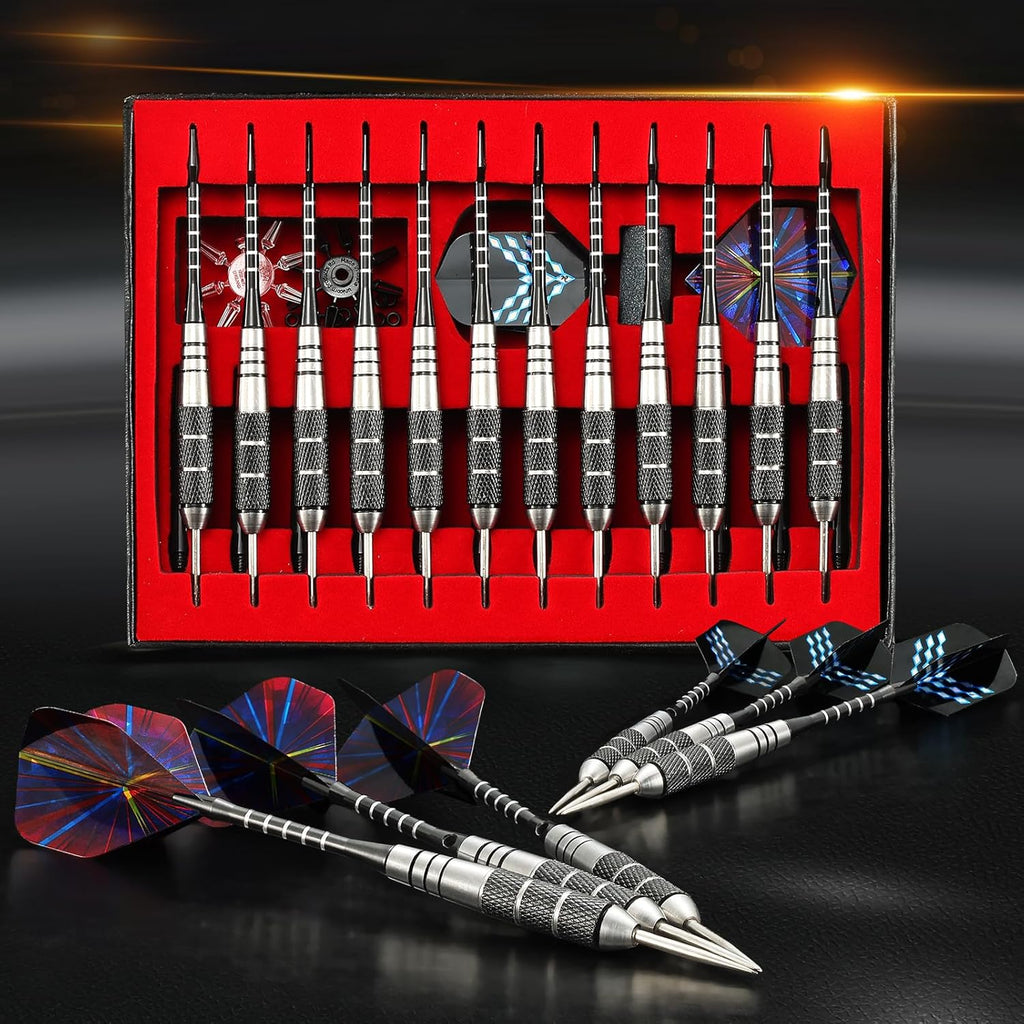 WINSDART Professional Metal Darts Set - Steel Tip Darts with Nonslip Iron Barrel & Aluminum Shafts | Gift Box Included