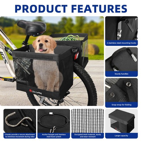 Zmgdrm Bicycle Grocery Panniers, 2PCS Foldable Bike Panniers Bags for Rear Rack, Rear Bike Basket Ebike Rear Rack Bags for Shopping Cycling Traveling Commuting(2 Pack)