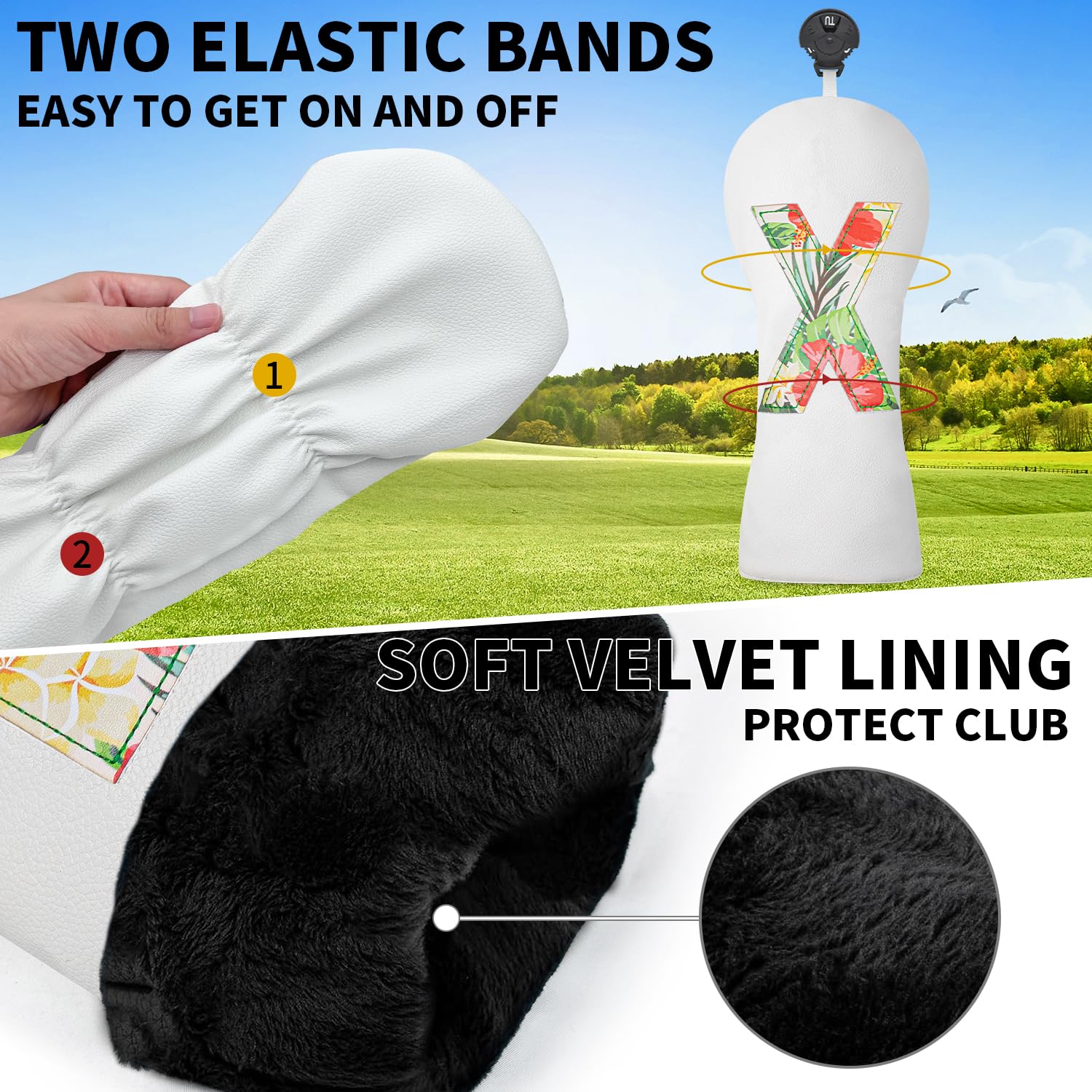 Premium Golf Club Head Cover - Fits Most Clubs, Heavy-Duty Construction, Protects Against Scratches and Damage, Specifically Designed for Hybrid and Fairway Woods.