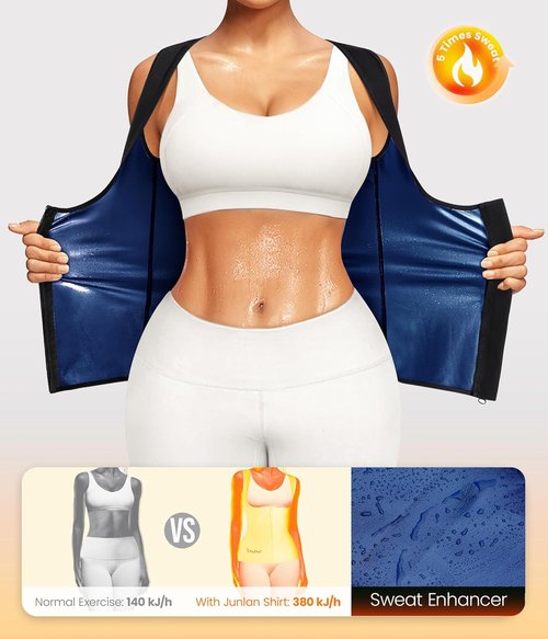 Junlan Sauna Suit - Women's Waist Trainer Vest | Sweat Tank Top Shaper with Zipper