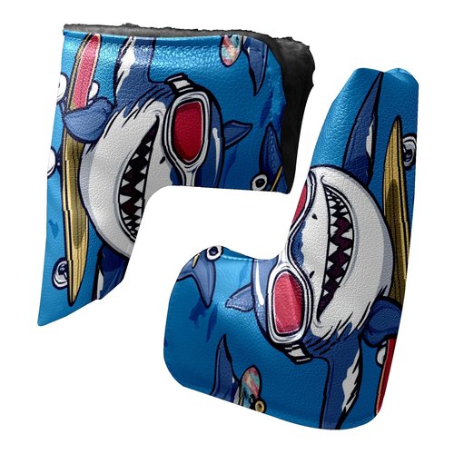 Golf Club Head Covers for Blade Putter, Waterproof Leather Headcovers for Golf Clubs, Ideal Golf Accessories Gift for Men Women (Shark)