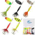 Spinnerbaits Rooster Fishing Lures Kit - Hard Metal Inline Spinner Baits for Bass, Salmon & Trout