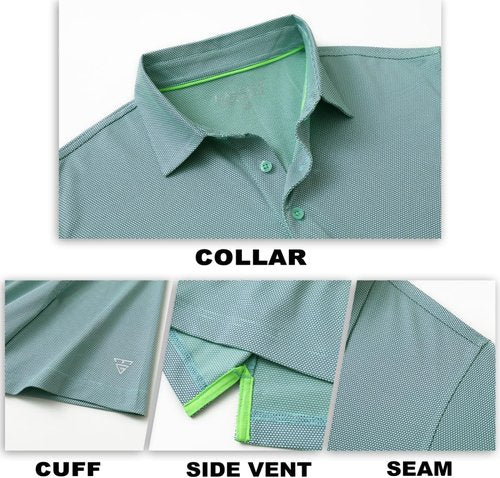 M MAELREG Golf Shirts for Men - Lightweight Dry Fit Performance Polo | Short Sleeve Jacquard Design