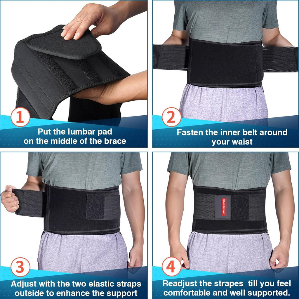 Skiennix Back Brace | Adjustable Lumbar Support for Pain Relief - Breathable Mesh, X-Large Size