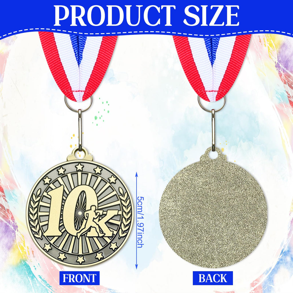 Remuuly 30/60/100 Pcs 5K 10 K Race Medals Bulk 2'' Gold Trophy Award Running Trophy Medal First Place with Neck Ribbons Prize Gift for Race Walk Tournaments Match Sports Competition Adult (30 Pcs,10k)