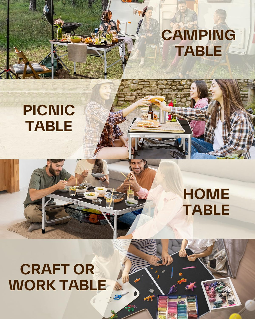 Sportneer Folding Table: Adjustable Height Camping Essentials 23.6" L x 15.7" W 2 Height with Mesh Layer - Compact & Portable Small Folding Table for Outdoor Camp Garden Picnic BBQ Dining Cooking