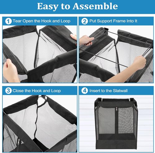 Kokone Wall Hanging Basket - Mesh Storage Organizer for Slat Walls | Ideal for Sports Balls, 16x12x17 IN