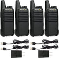 Retevis RT22 Two Way Radio - Long Range Rechargeable Walkie Talkies | USB-C Charging, Handsfree, 4 Pack