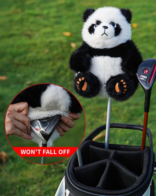 Big Teeth Funny Golf Head Covers, Panda Fairway Wood Headcover,Animal Golf Head Covers Fairwood Covers for Golf Clubs