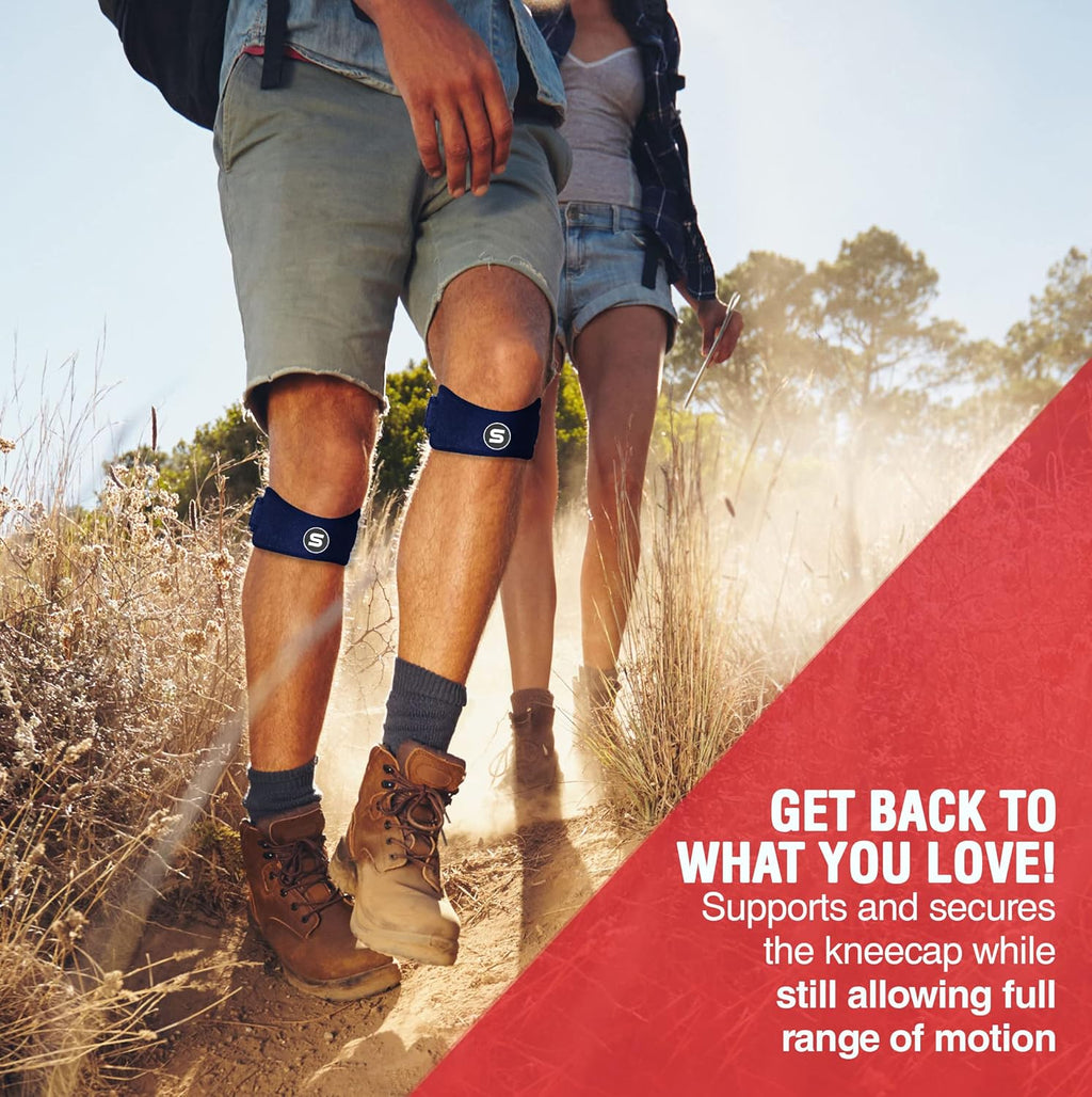 Sleeve Stars Patellar Tendon Support Strap - Effective Osgood Schlatter Knee Brace for Adults & Kids | Adjustable 12"-24" Navy Blue