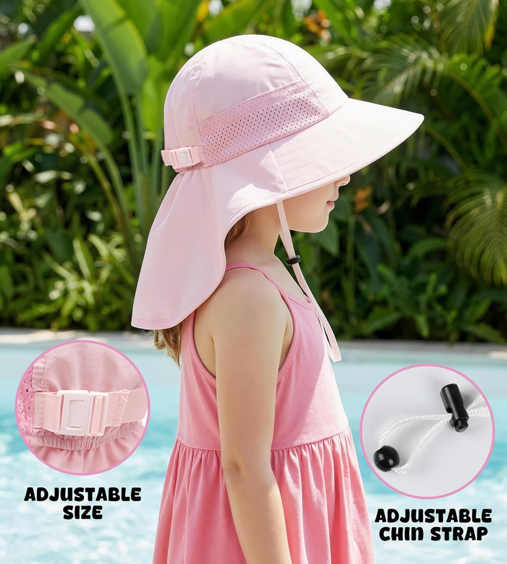 Skiennix Toddler Sun Hat - Adjustable Wide Brim Beach Hat for Kids Ages 0-14 Years | Summer Essential