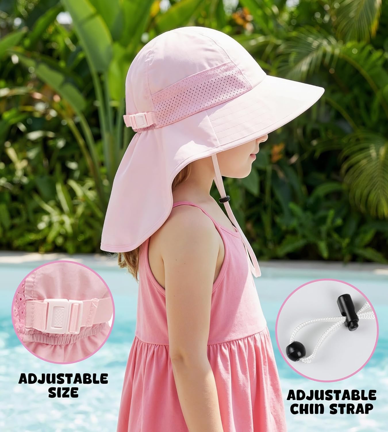 Skiennix Toddler Sun Hat - Adjustable Wide Brim Beach Hat for Kids Ages 0-14 Years | Summer Essential
