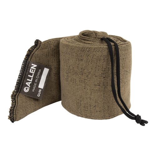 Allen Company Knit Gun Sock for Rifle/Shotguns With or Without Scope - Anti-Rust and Silicone-Treated for Gun Safe, Bag, and Case Storage - Drawstring Closure - 52" Tan