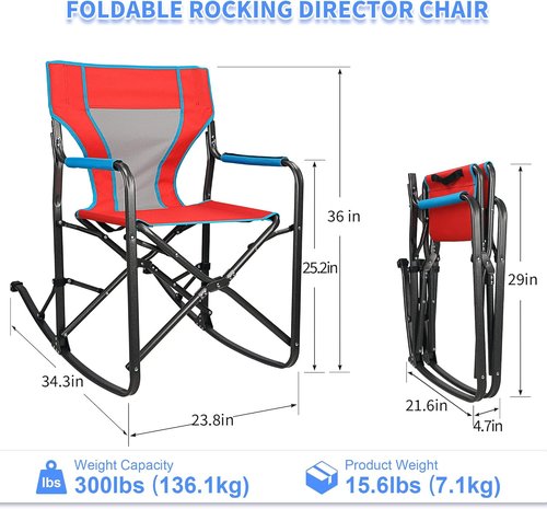 Northroad Oversized Rocking Camping Chair - Portable Folding Director Chair for Outdoor Use | Ideal for Backyard & Garden