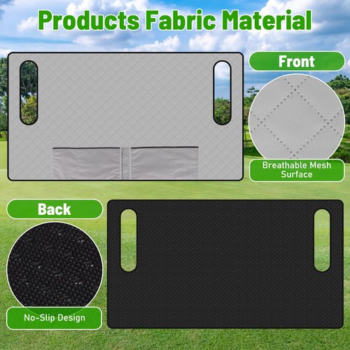 Kaskawise Golf Cart Seat Cover Blanket with Pockets,Absorbent Towel Fabric for Yamaha Drive/G-Series, Club Car Precedent/DS,EZGO TXT/RXV 2-Person Seats,Machine Washable,Summer/Winter,Grey