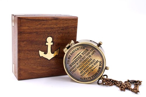 to My Daughter Compass – Graduation Gifts for Daughter from Dad or Mom – Birthday, Confirmation, Camping Gift for Daughter – Engraved Compass with Gift Box