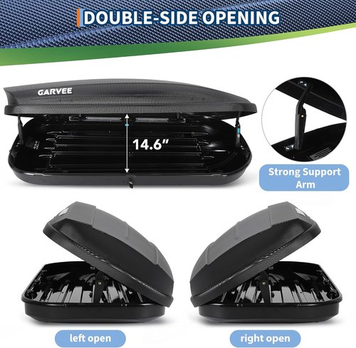 Garvee Rooftop Cargo Box - Dual-Side Opening Travel Luggage Carrier | 165Lbs Capacity, Black (12 Cubic Feet)