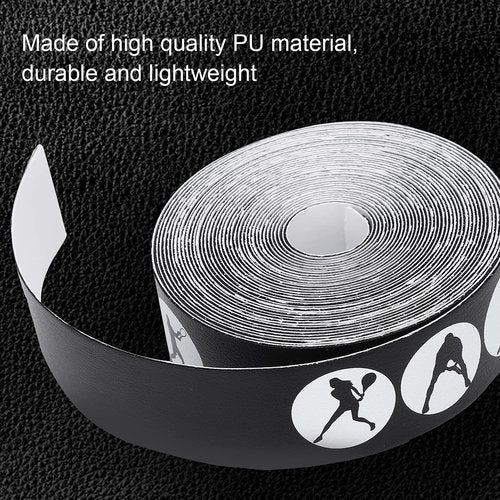 CUTULAMO Racket Tape,PU Material Tennis Racquet Guard,Non Slip Tennis Racket Tape,Lightweight Racket Protector,Racket Tape for Tennis Racket 5m/16.4ft (Black)