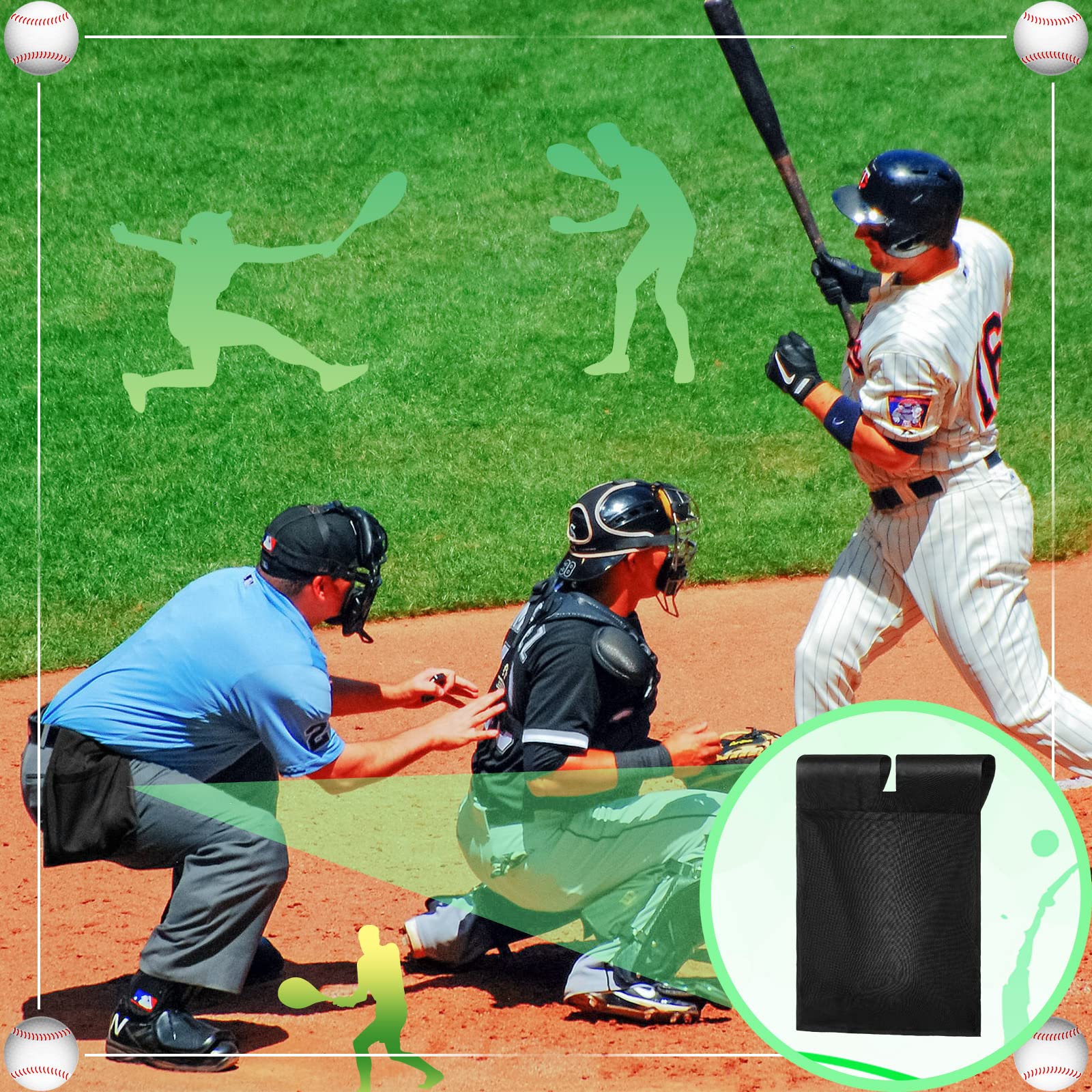 Fabbay 2 Pieces Umpire Ball Bag Umpire Gear Baseball Softball Umpire Bag Quality Woven Polyester Fabric for Baseball Softball with Belt Extra Large(Black)