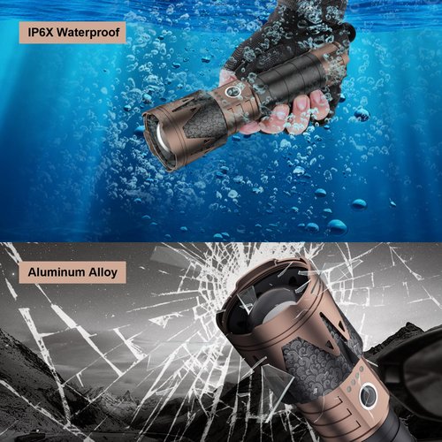 SKYFIRE Rechargeable Flashlight with Ignition Lens,5000 Super Bright Tactical Flashlights High Lumens Zoomable,6Modes,Waterproof LED Flash Light for Camping Essentials Outdoor&Home Emergency-Upgraded