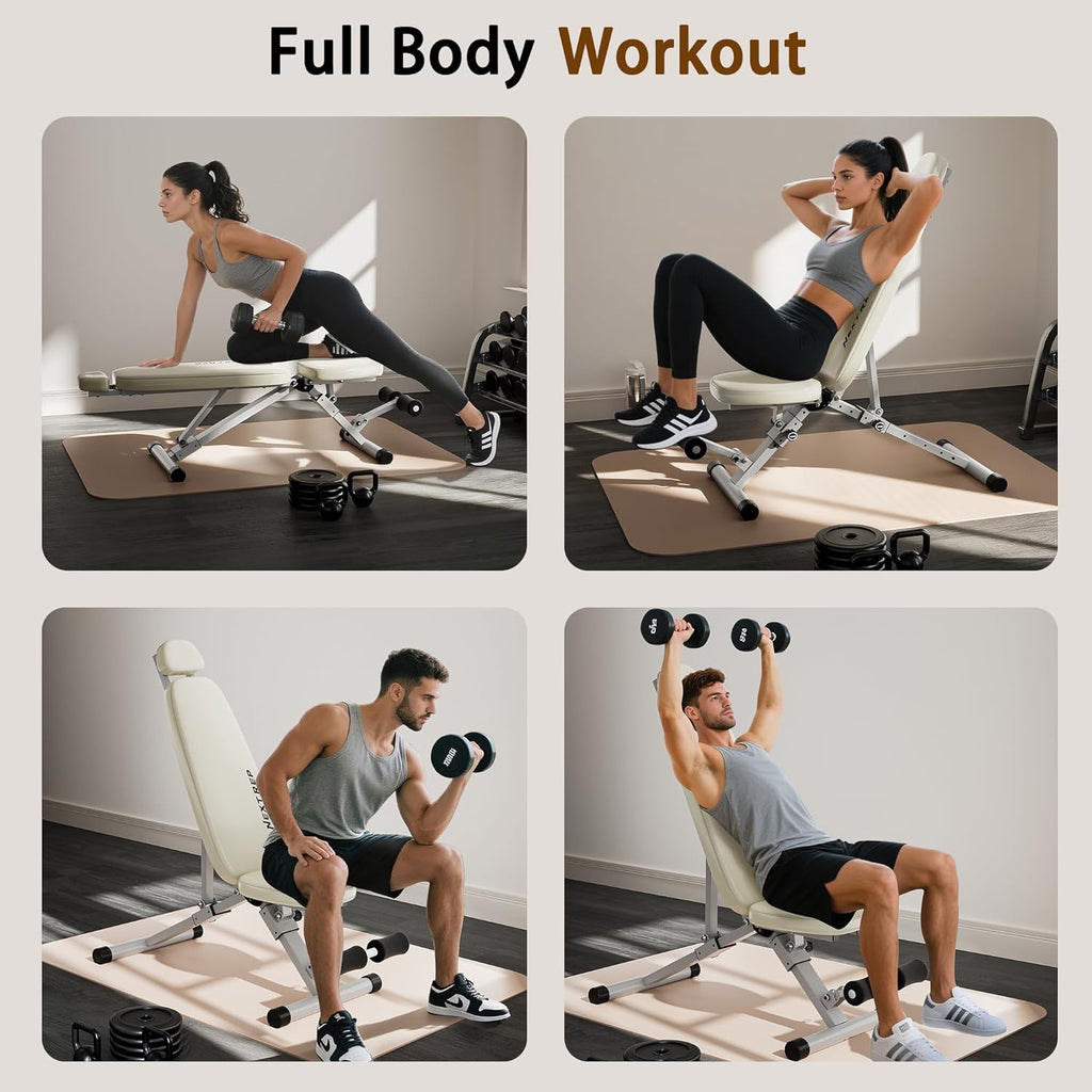 Skiennix Adjustable Weight Bench - Versatile Home Gym Workout Bench for Full Body Training | Incline, Decline, Flat