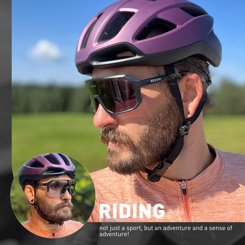 SCVCN Photochromic Cycling Glasses Sports Sunglasses Clear Men Women Bicycle MTB UV400 Protection Running Mountain Bike Baseball Biking Goggles Riding BMX Golf Driving Softball Black 501